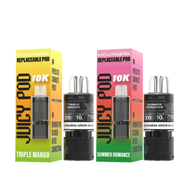 Juicy Pod Novamax 10K Prefilled Vape Pods + Refill Container